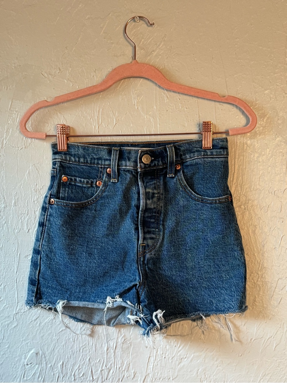 Levi's Dark Blue High-Rise Denim Cutoff Shorts